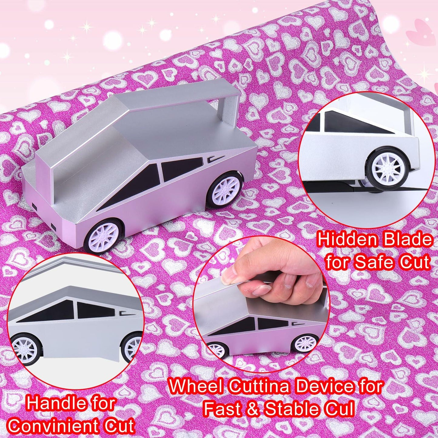 Vodolo Wrapping Paper Cutter with 6 Replaceable Blades Silver Gift Wrap Tool