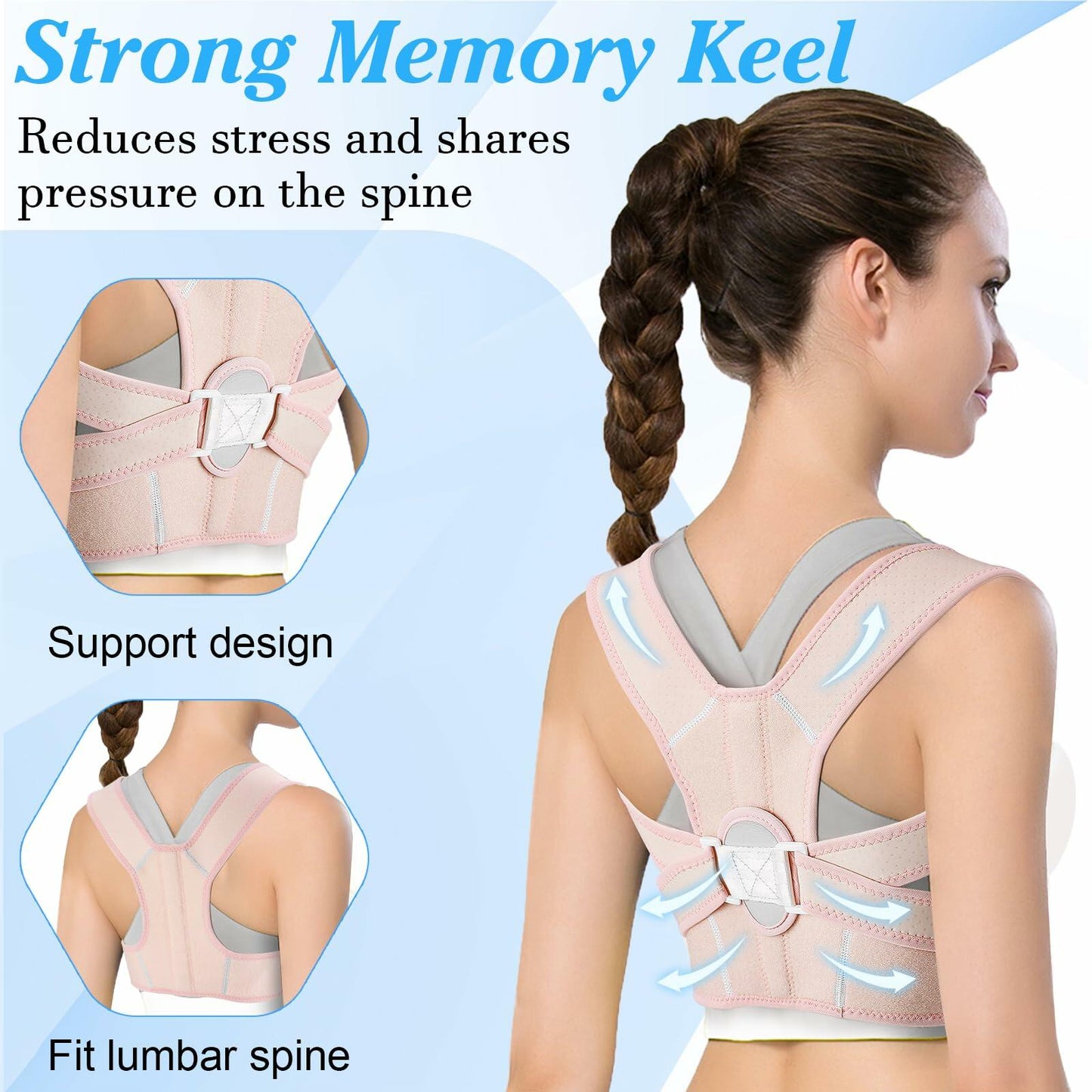 HLOES Adjustable Posture Corrector Upper Back Brace Breathable Support Size XS