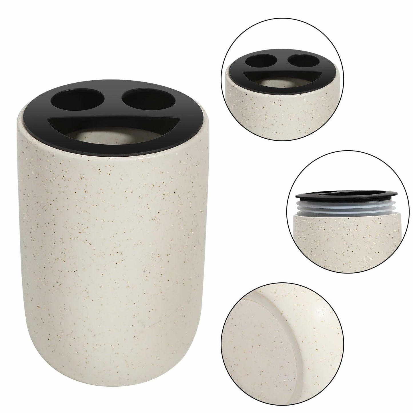 Aibrezin Ceramic Toothbrush & Makeup Brush Holder Organizer Beige