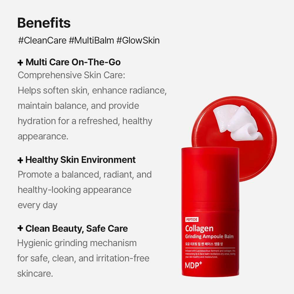 MDP+ Red Lacto Collagen Grinding Face Ampoule Balm Stick 14g Vegan Wrinkle Care