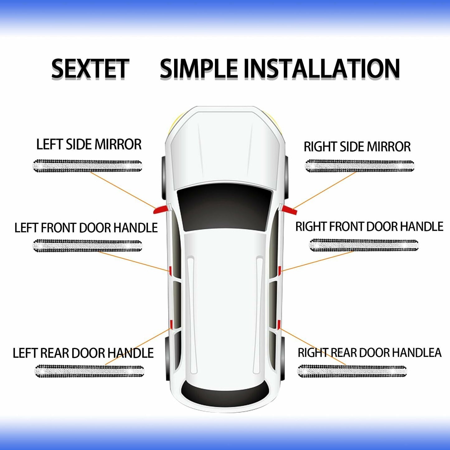 KEVWR 10pcs Bling Rhinestone Car Door Handle Stickers Protective Film Colorful