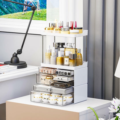Yieach Acrylic Makeup Organizer Large Skincare Countertop Black