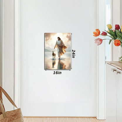 Generic Jesus and Lamb Canvas Wall Art Christian Poster 16x24in YS-5 Unframed