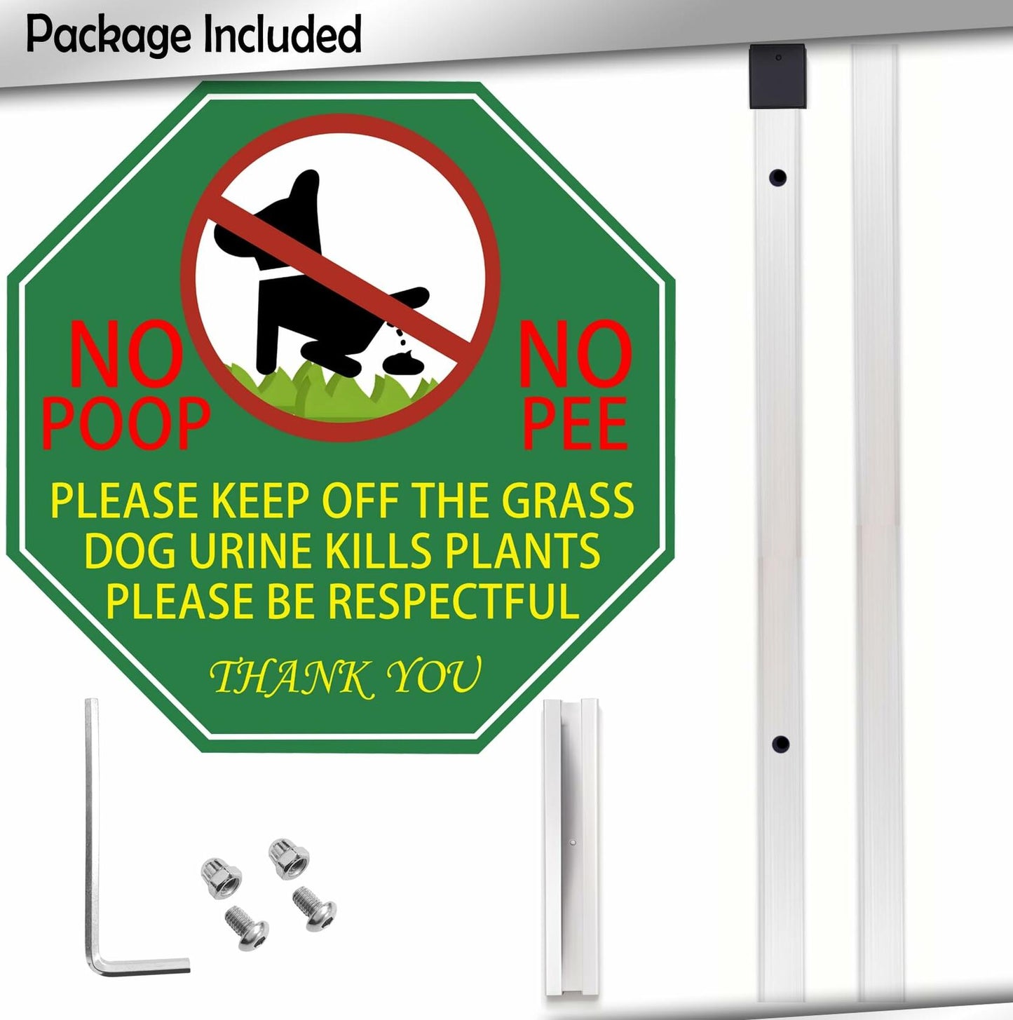 AOOCY All Remind Metal Dog Poop Sign with Stake 10x28in Yard Decor