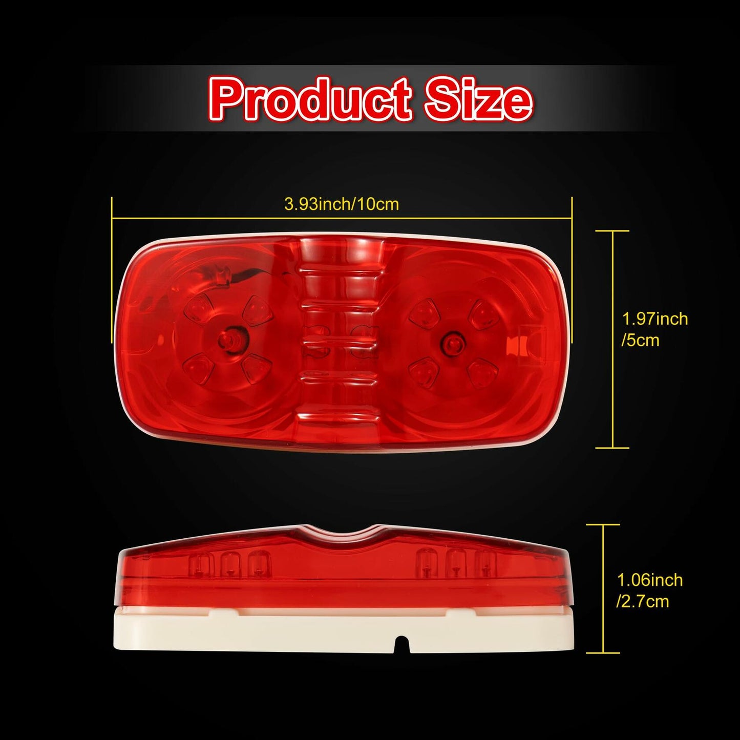 RUNHWEE 4" 2 Pcs Yellow LED Trailer Side Marker Lights Oval Waterproof