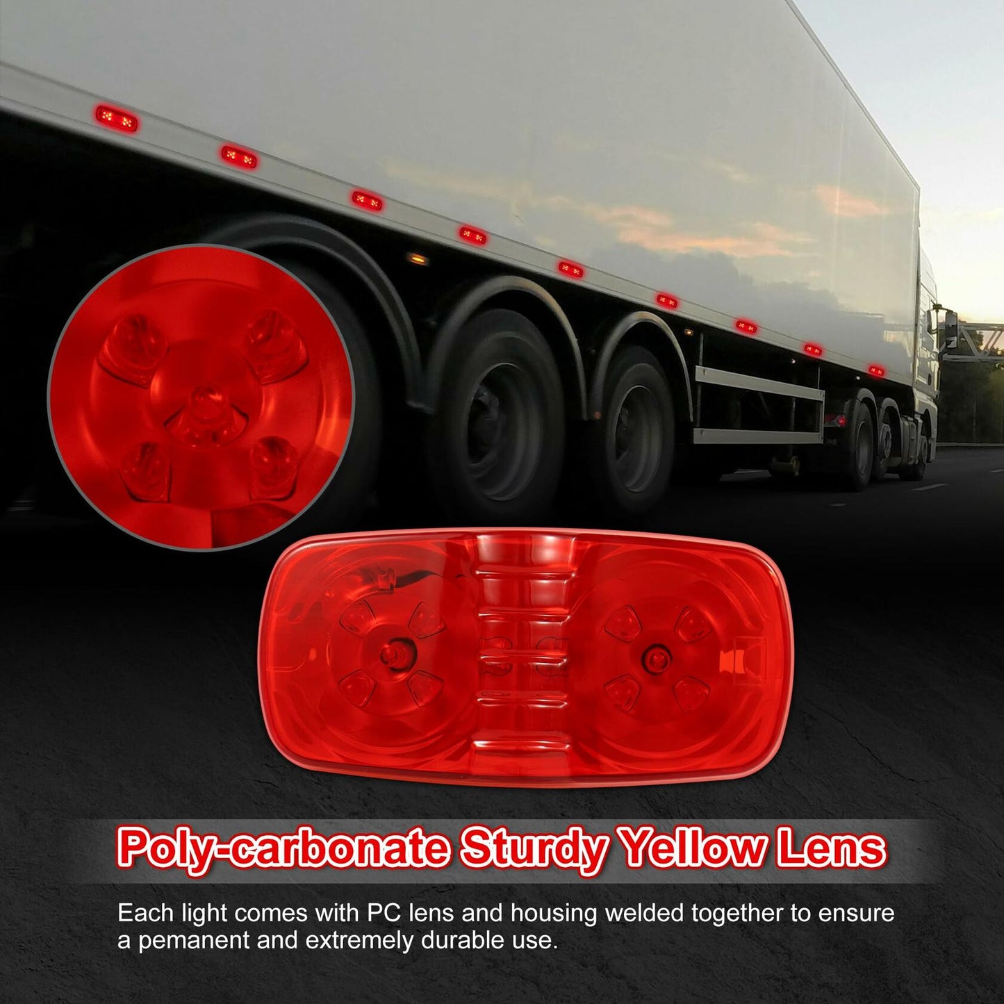 RUNHWEE 4" 2 Pcs Yellow LED Trailer Side Marker Lights Oval Waterproof