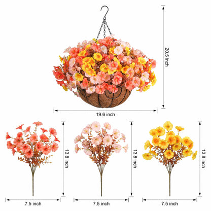 Ivydale Artificial FallFlowers Basket Silk Morning Glory Eucalyptus UV Resistant