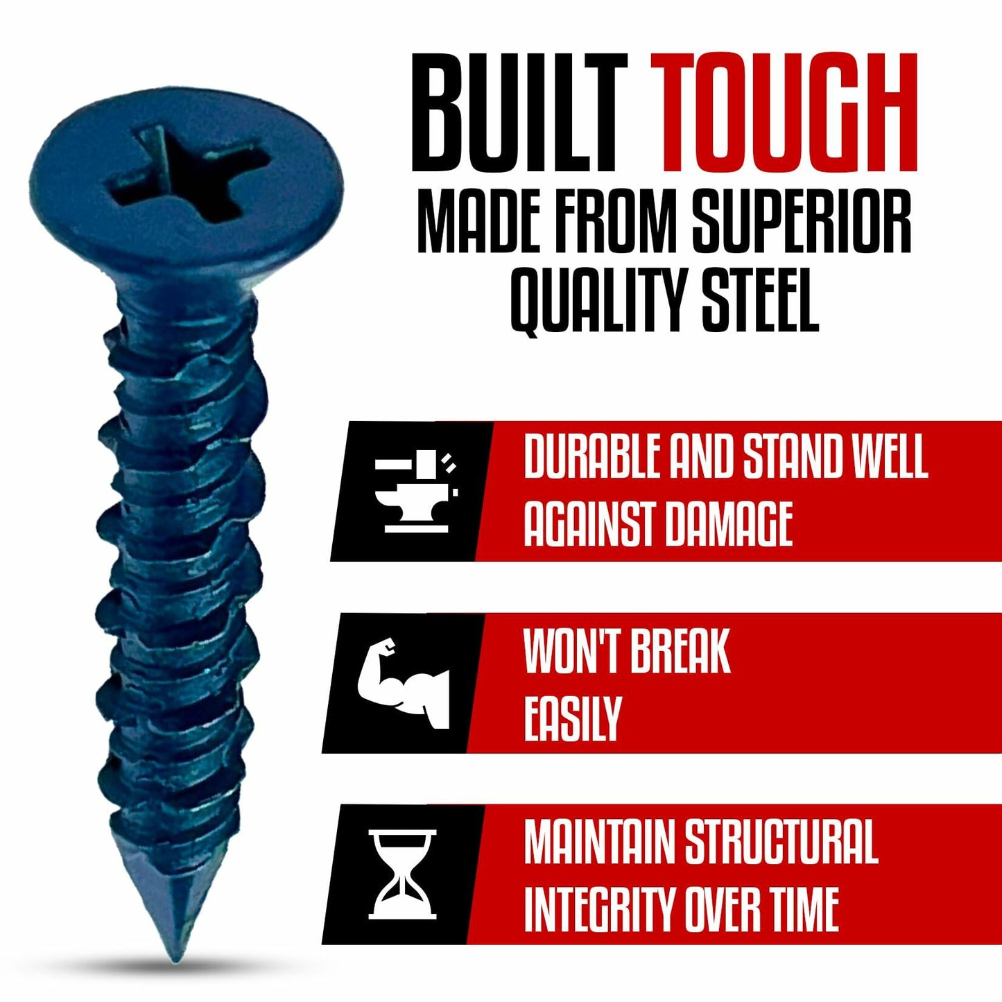 Grrrgooo 3/16x1-1/4" Slotted Hex Washer Concrete Screws Steel 100 Count