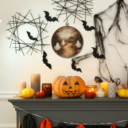 Yorhifa Vintage Ghost Pumpkin Halloween Framed Wall Art Canvas 10x10in