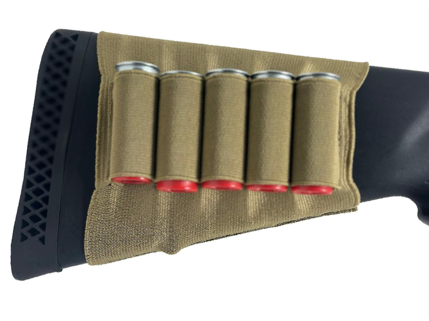 Krevis Shotgun Elastic Buttstock Ammo Sleeve Tan Elastic Polyester