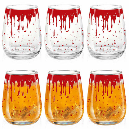 Maxcheck 6 Pack 18oz Stemless Halloween Wine Glasses Clear Bloody