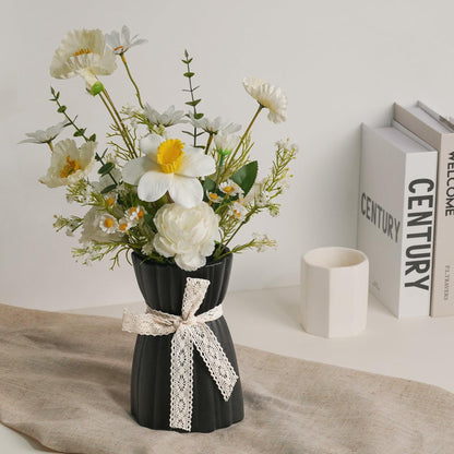 OOSTONEE Black Ceramic Flower Vase 7.6 Inch Nordic Boho Gothic Style
