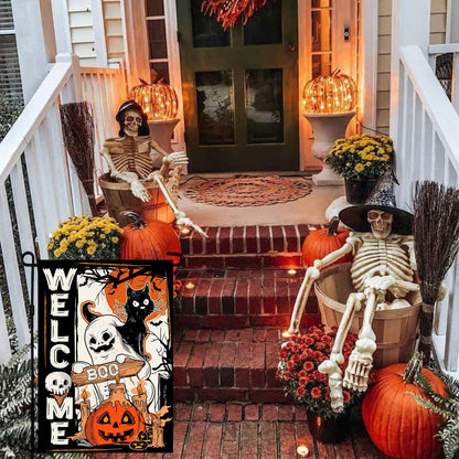 4SEASONS POD Holiday Garden Flags Set of 3 12x18 Double Sided Halloween Xmas