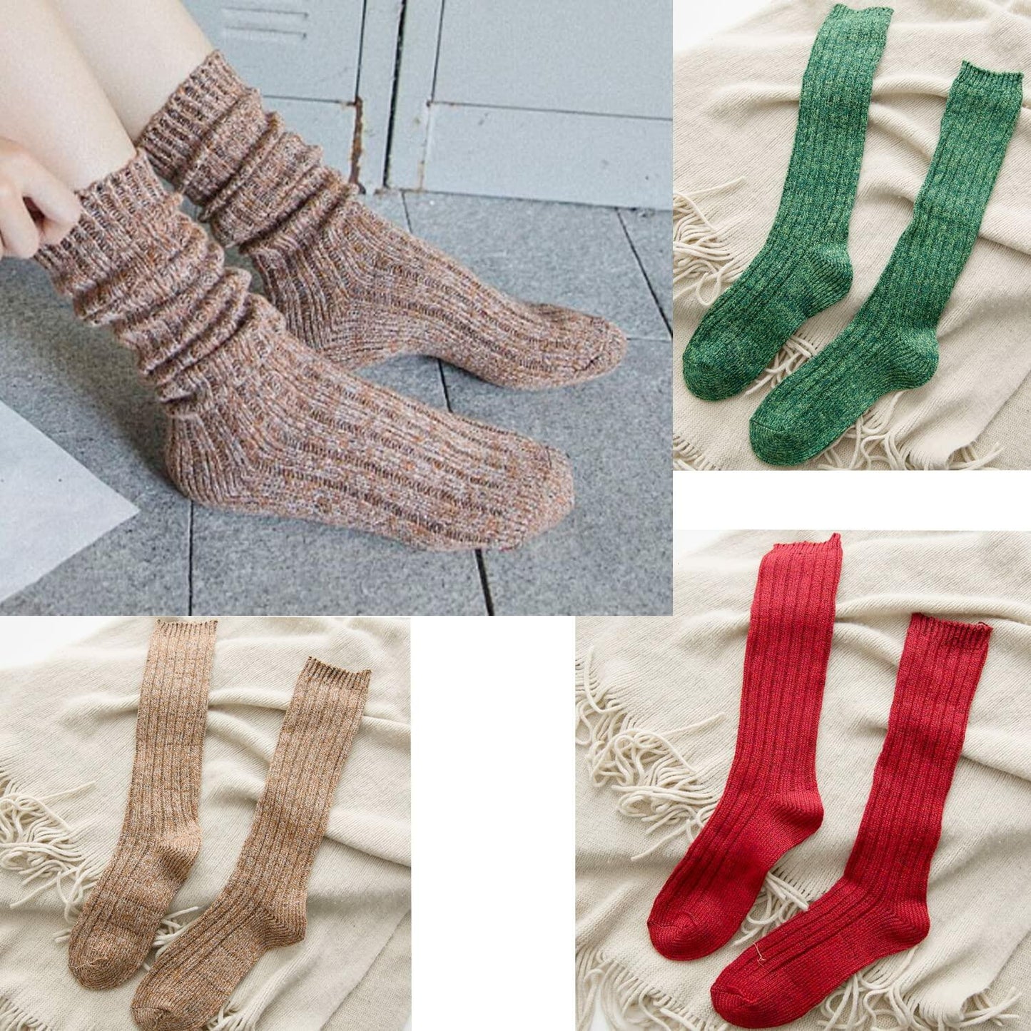 TINTAO Women’s Winter Cable Knit Knee High Boot Socks 3 Pairs Size 5-11 A10