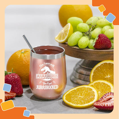 NewEleven 12 Oz Mamasaurus Stainless Steel Tumbler - Funny Mom Gift