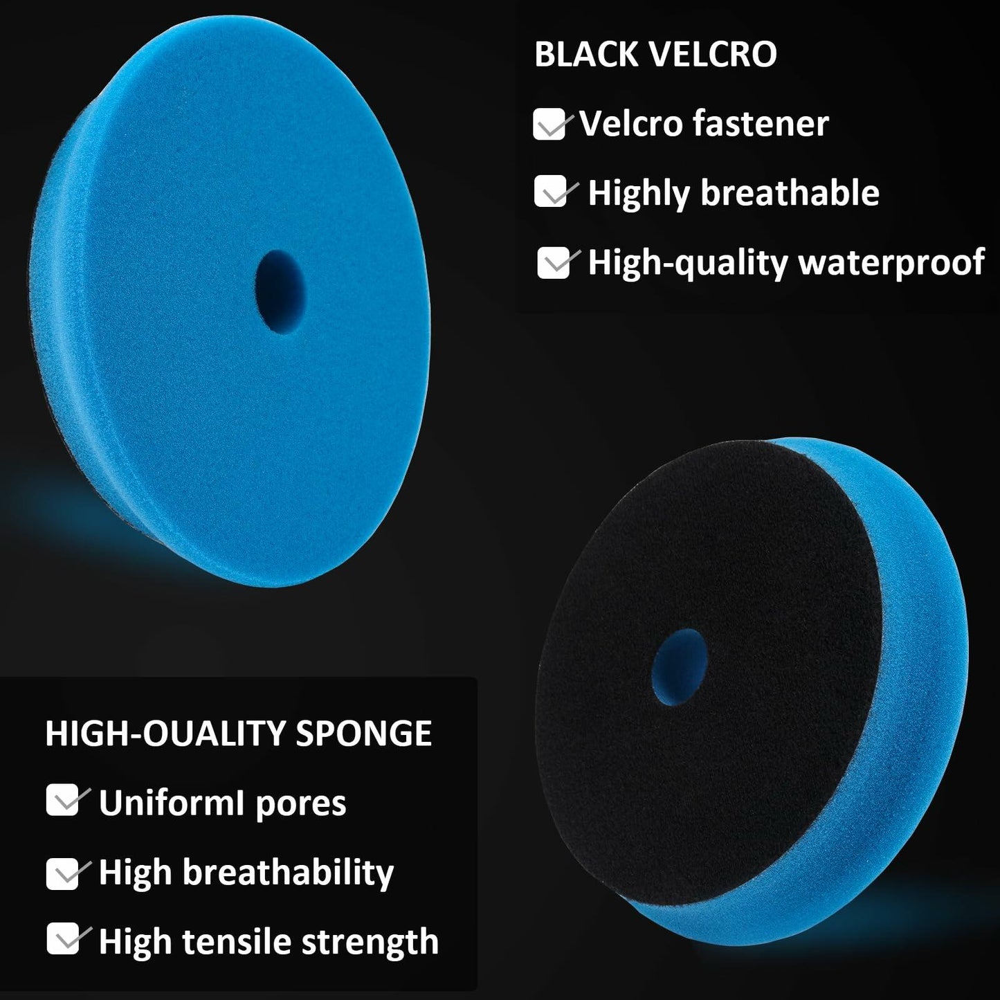 GGTE Light Cut Polishing Pad 6" Face 5" Backing 2Pcs Blue 2-Pack