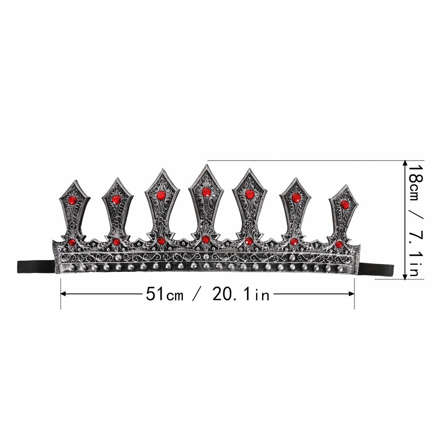 MCJC Medieval King Crown with Red Gems Adjustable Royal Tiara Bronze