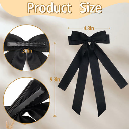 MIKONIKO Bow Hair Clips 2PCS Set Black Brown Ribbon Alligator Clip