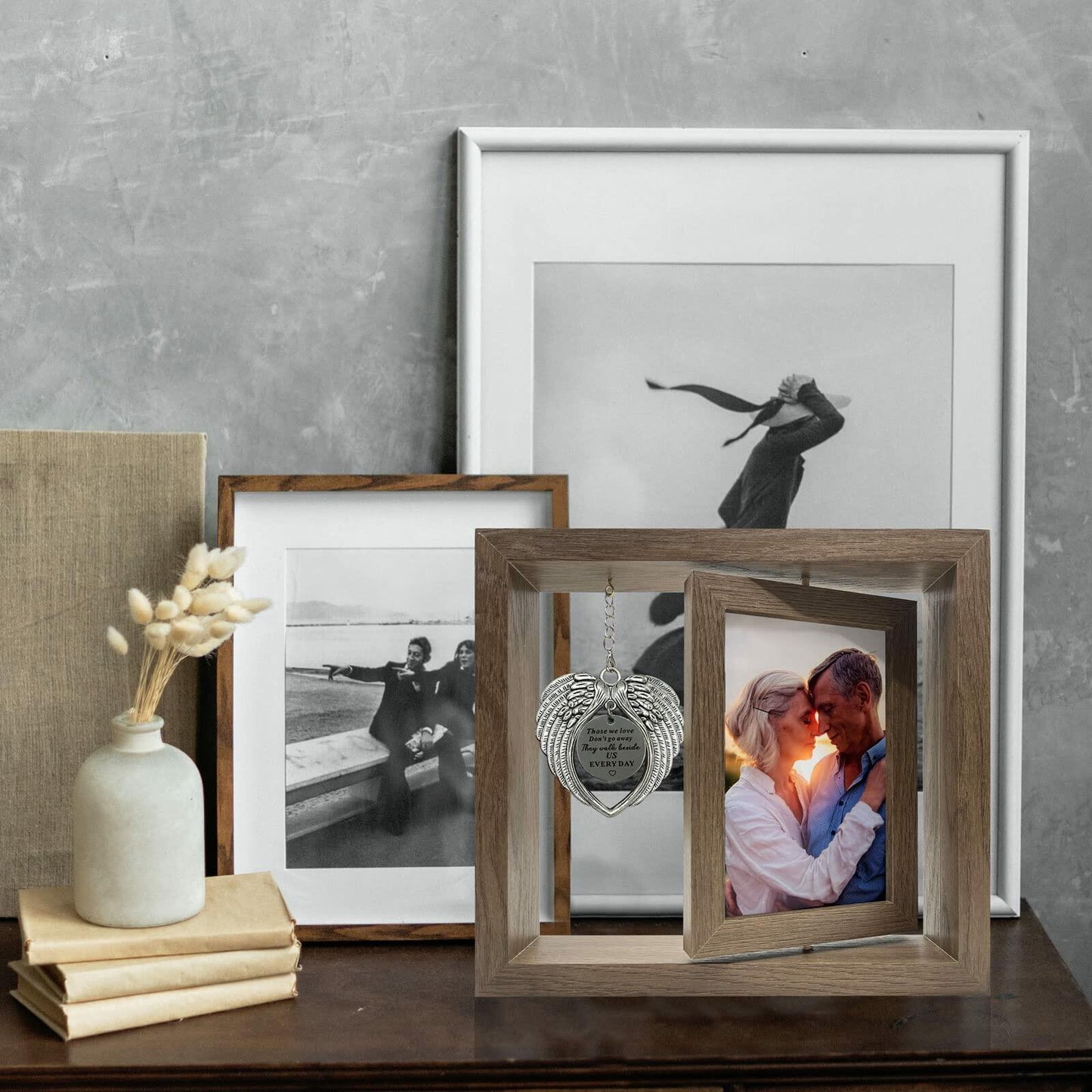 Mayamila Memorial Picture Frame 4x6 Brown Angel Wings Sympathy Gift