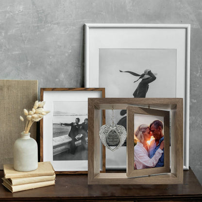 Mayamila Memorial Picture Frame 4x6 Brown Angel Wings Sympathy Gift