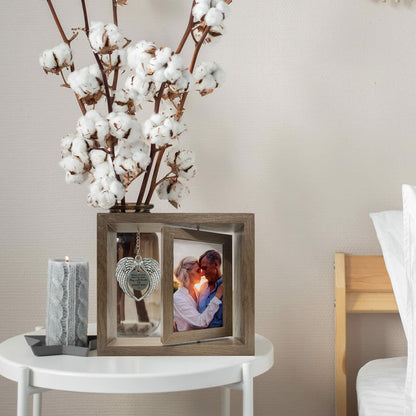 Mayamila Memorial Picture Frame 4x6 Brown Angel Wings Sympathy Gift