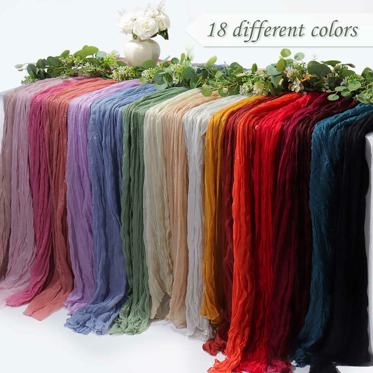 Fall Table Runner Cheesecloth 10FT Boho Rustic Gauze Sage Green 1 Pack