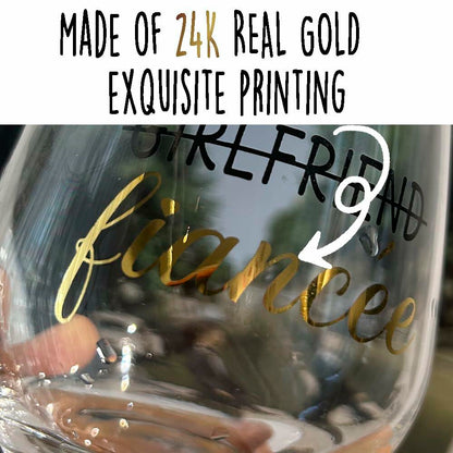 Vagafilla Stemless Wine Glass 15oz Glitter Gold Birthday Gift Transparent