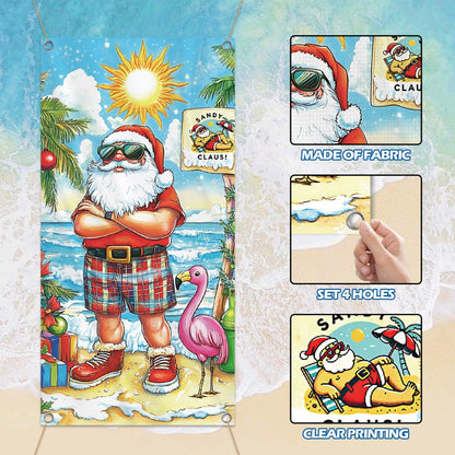 Buff Santa Hawaiian Beach Door Cover Summer Christmas Party Decoration