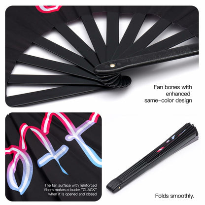 ZESTLASH 2 Pack 13 Inch Clack Popping Line Dancing Fans Large Foldable Black