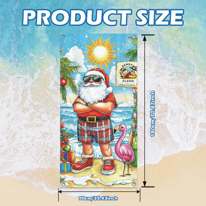 Buff Santa Hawaiian Beach Door Cover Summer Christmas Party Decoration