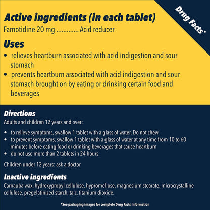 Pepcid AC 20mg Famotidine Heartburn Relief Tablets 8 Count Travel Pack
