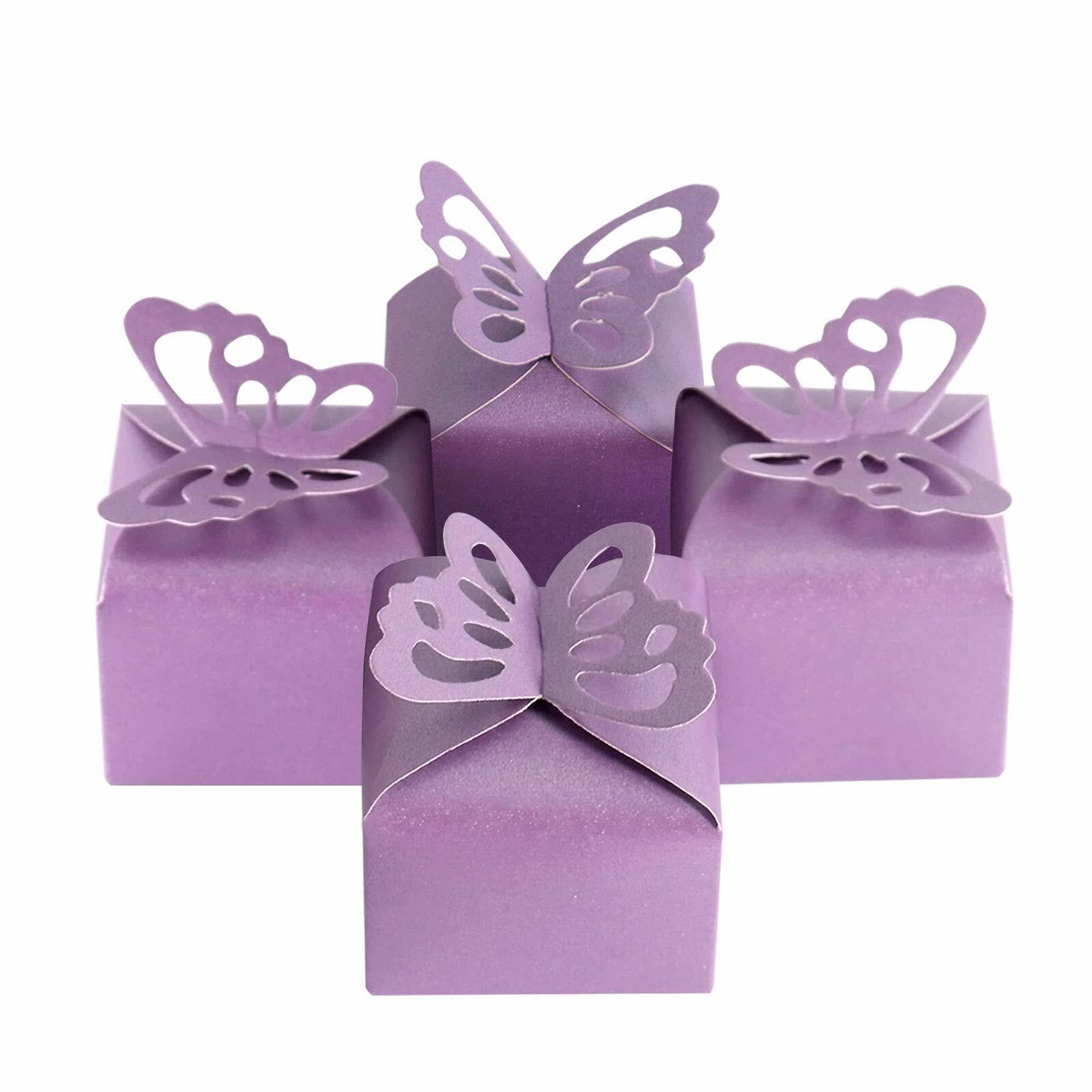 Kslong 50pcs Purple Butterfly Favor Boxes Small Gift Party Decoration