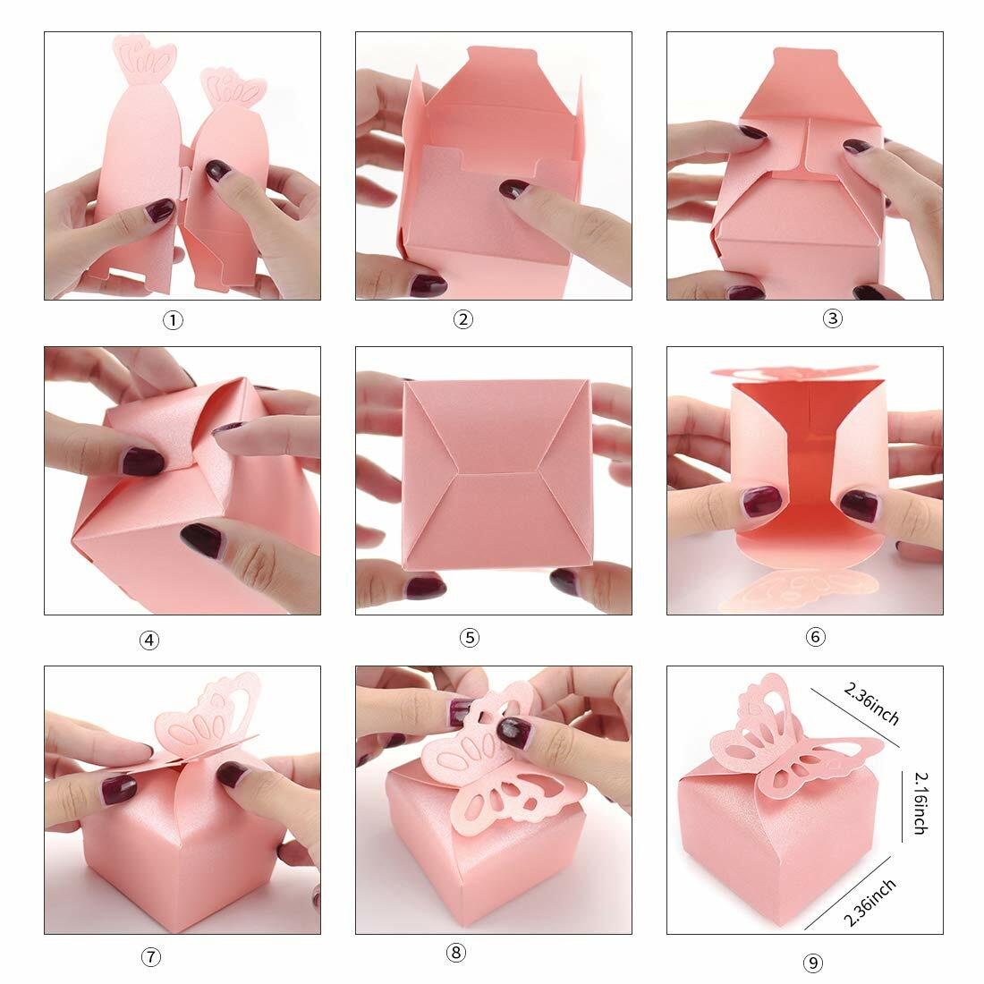 Kslong 50pcs Purple Butterfly Favor Boxes Small Gift Party Decoration