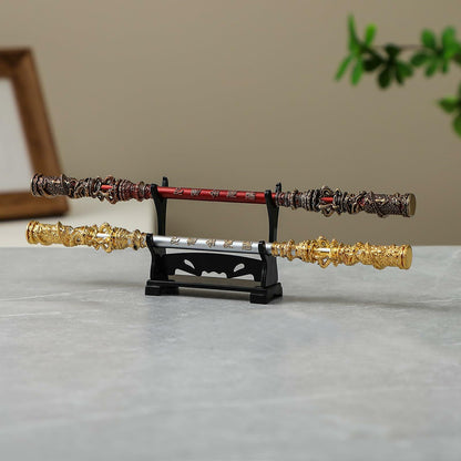 Santiccipa 2pcs Monkey King Staff Golden Cudgel Home Decor Small