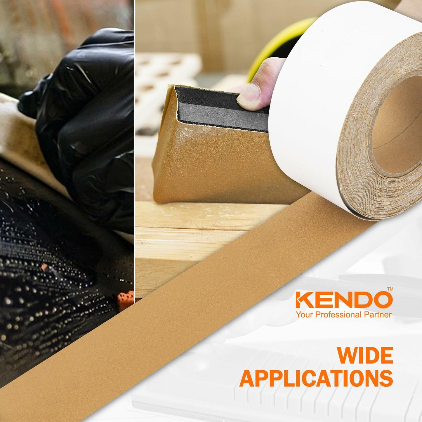 Kendo Premium 220 Grit Longboard Sandpaper 2-3/4" Wide Gold 20 Yard Roll