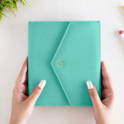 NEORAH B6 Notebook Sleeve Teal Faux Leather Dotgrid Journal Penloop Card Slots