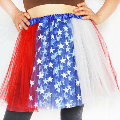 SUFEINI Women's Plus Size Usa Star Tutu Skirt Dance Ballet Halloween Size Plus