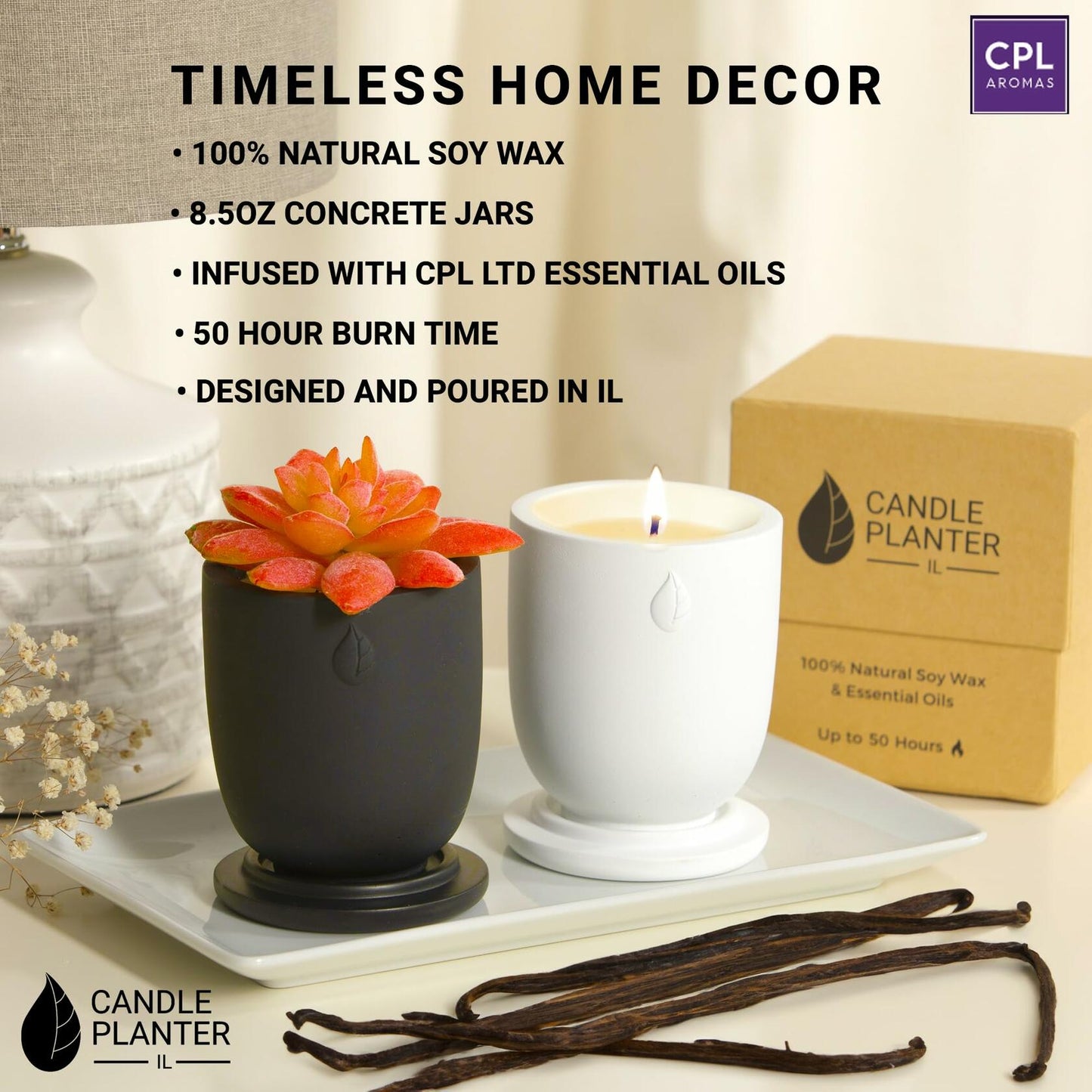 Matani Concrete Cement Candle Planter Aromatherapy Soy Black Sandalwood 3.1x4in