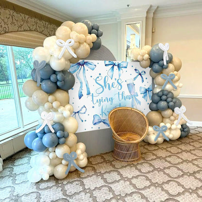 BACH AND BOUJEE She's Tying The Knot Backdrop Blue Bridal Shower Banner