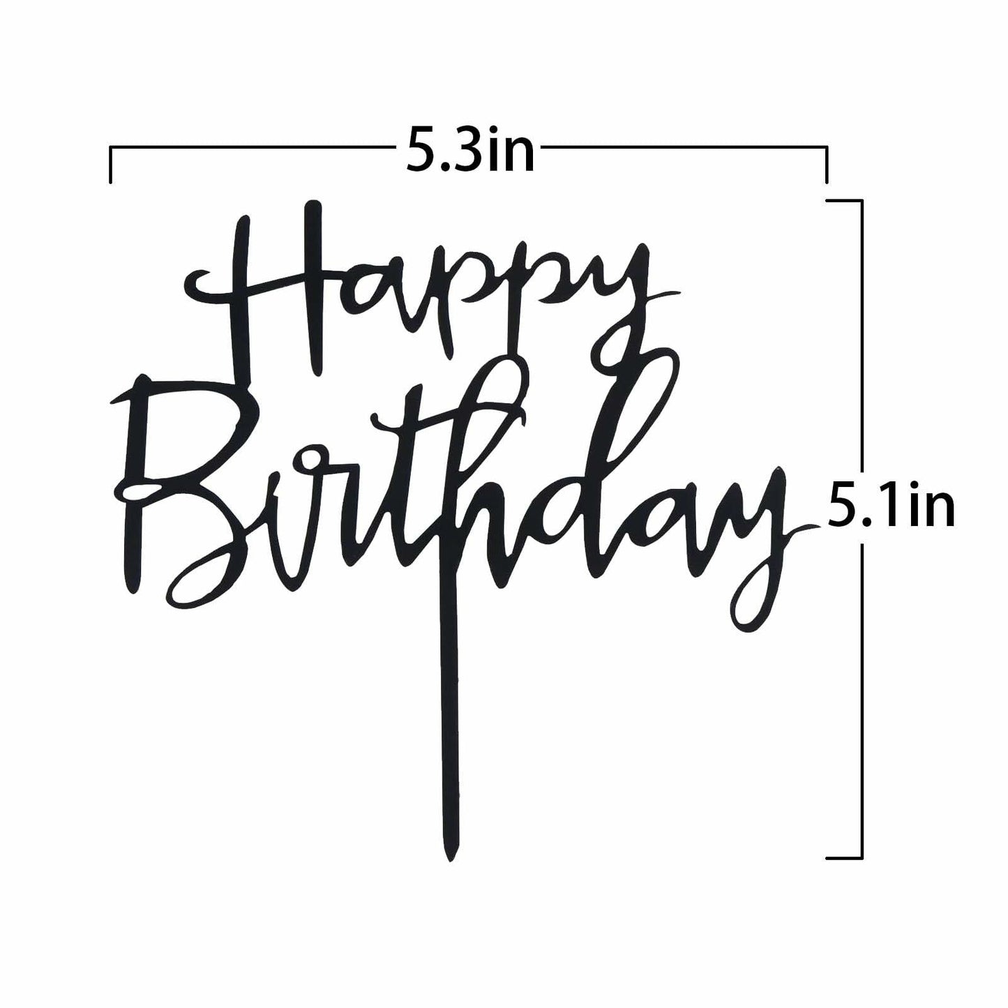 GLASNES Black Acrylic Happy Birthday Cake Topper 1 Piece Party Decor