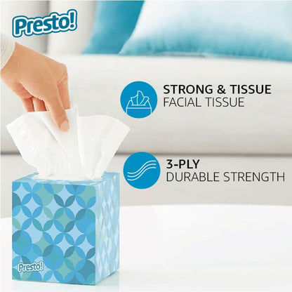 Amazon Presto! Ultra-Soft 3-Ply Facial Tissues 264 Count White 4 Packs