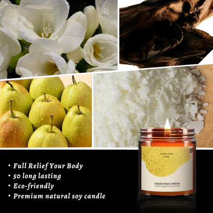 Generic English Pear & Freesia Scented Soy Candle Black Jar Chroma