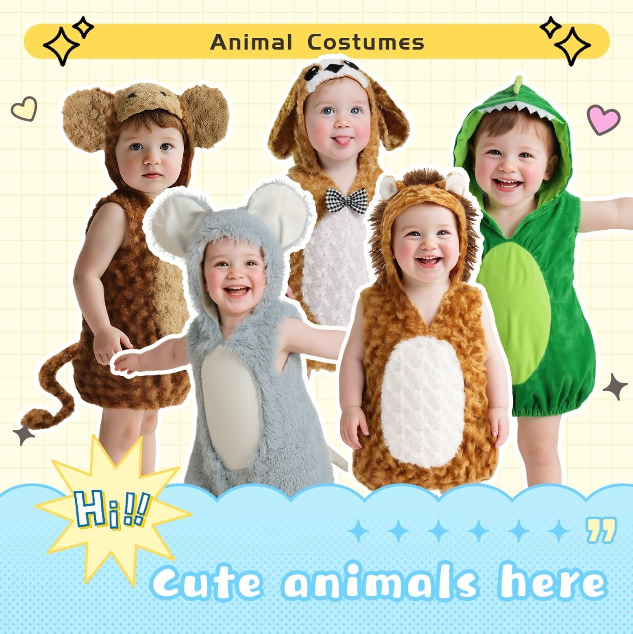 UQJE Baby Toddler Lion Costume Plush Furry Halloween Brown Size 3'-3'4"