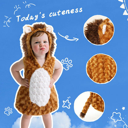 UQJE Baby Toddler Lion Costume Plush Furry Halloween Brown Size 3'-3'4"