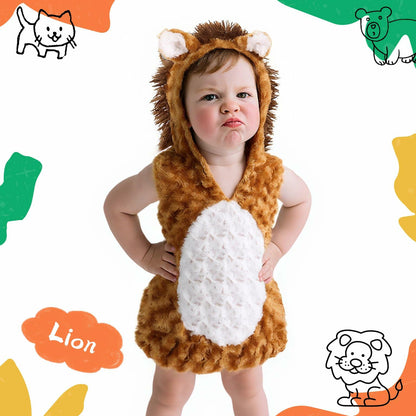 UQJE Baby Toddler Lion Costume Plush Furry Halloween Brown Size 3'-3'4"