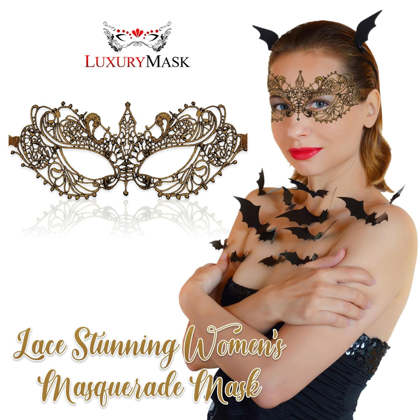 Gold Masquerade Mask For Women - Lace Masquerade Masks for Masquerade Party,