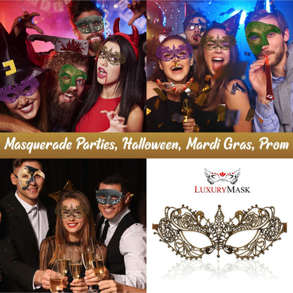 Gold Masquerade Mask For Women - Lace Masquerade Masks for Masquerade Party,