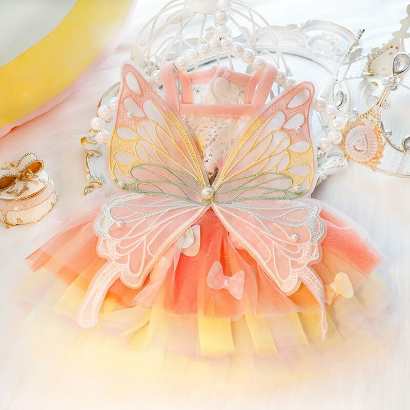 Dog Princess Dress Small Dogs Butterfly Costume Pet Girl Outfit XL Summer