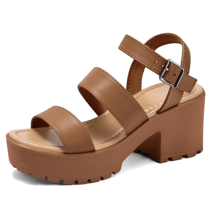 OPEN BOX MySoft Women’s Platform Sandals, Ankle Strap, 3" Block Heel, Open Toe