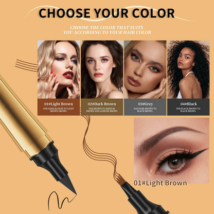 2-in-1 3D Microblading Eyebrow & Eyeliner Pencil Waterproof Grey